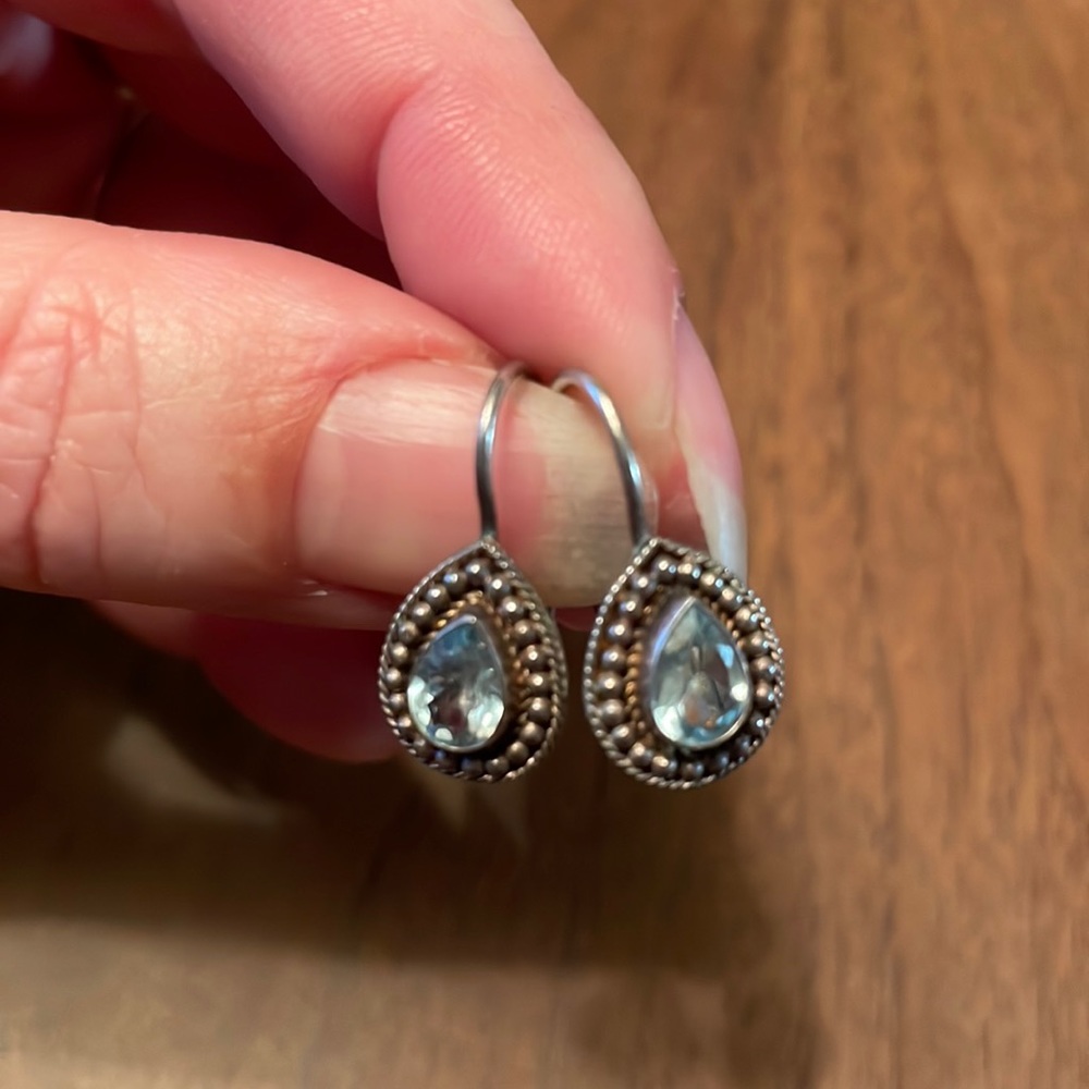 SS light blue topaz earrings